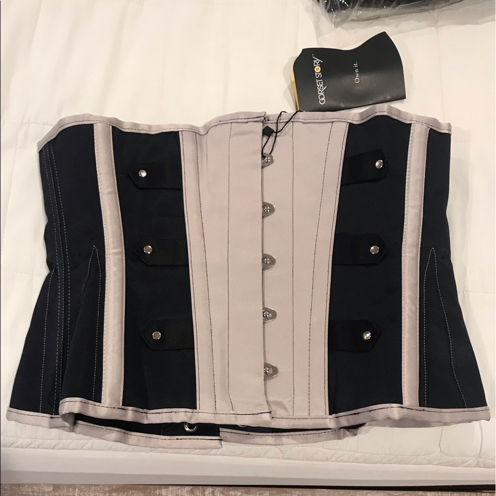 Steampunk Navy and Silver Underbust Corset